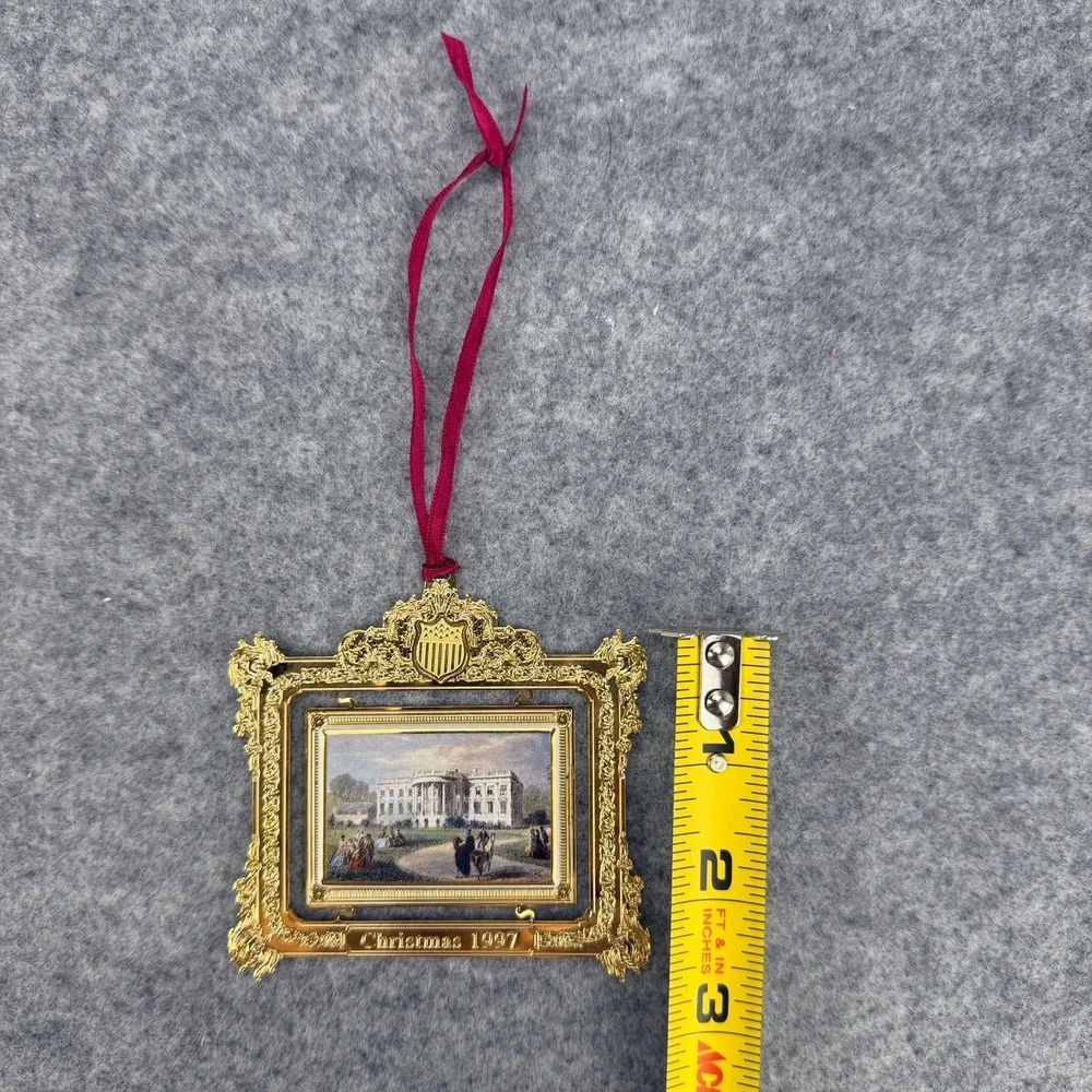 1997 White House Christmas Ornament President Franklin Pierce Gold Tone WHHA